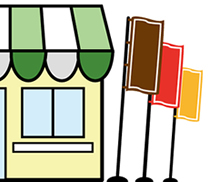 外にのぼりを設置